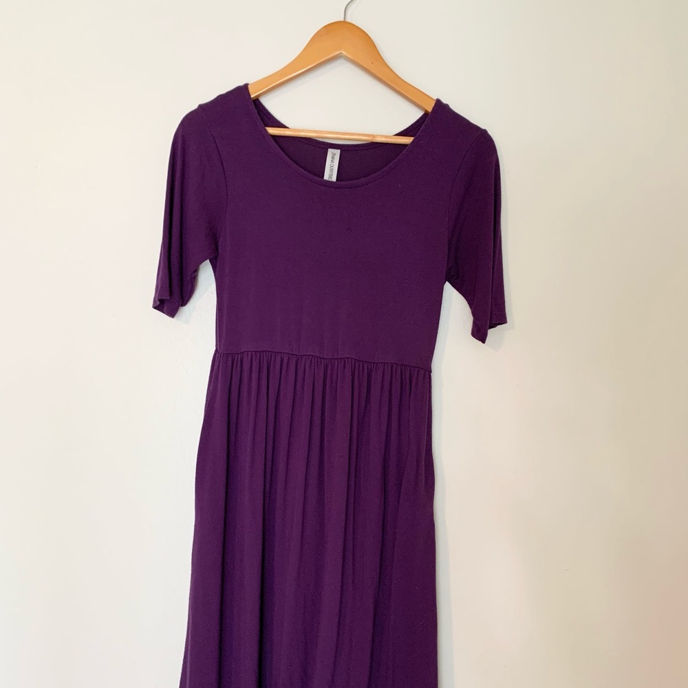 Purple Empire Waist Dress with Pockets